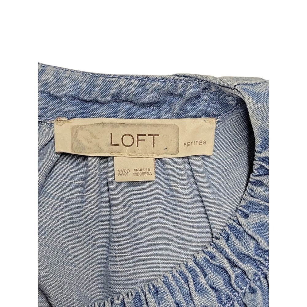 LOFT Chambray Blue Lightweight Denim Drop Waist Popover Tank Dress Size XXS - Picture 9 of 10